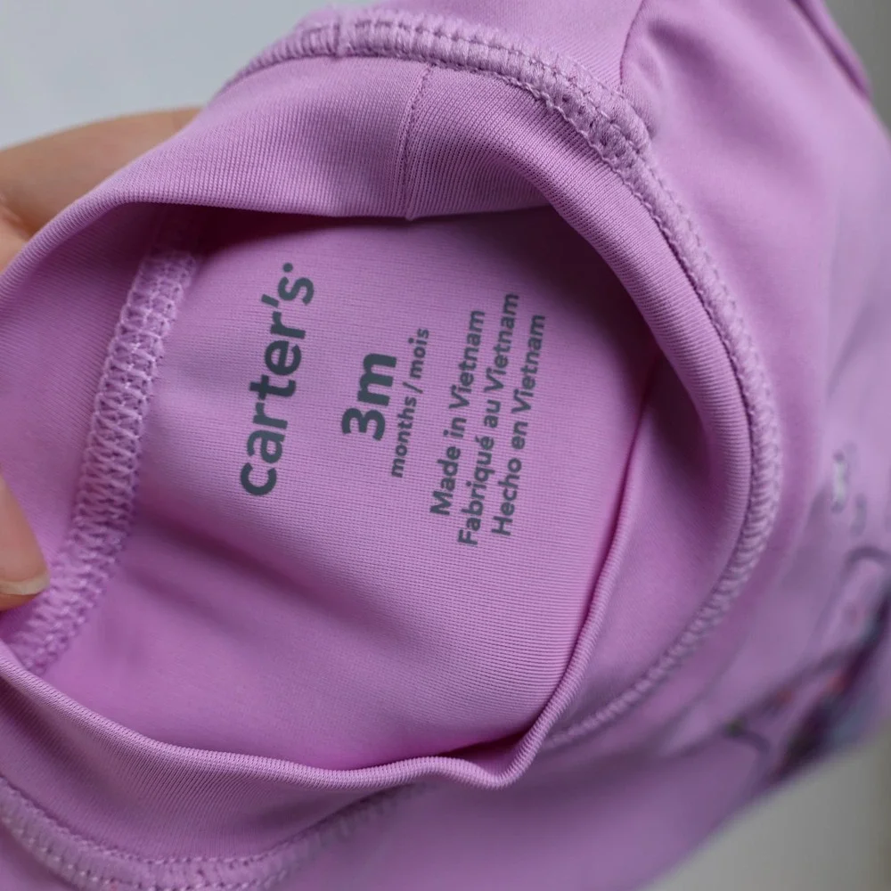 Carter's Baby Swim Shirt 3 Months Purple Cat Mermaid UPF‎ 50+ New Sun Protection